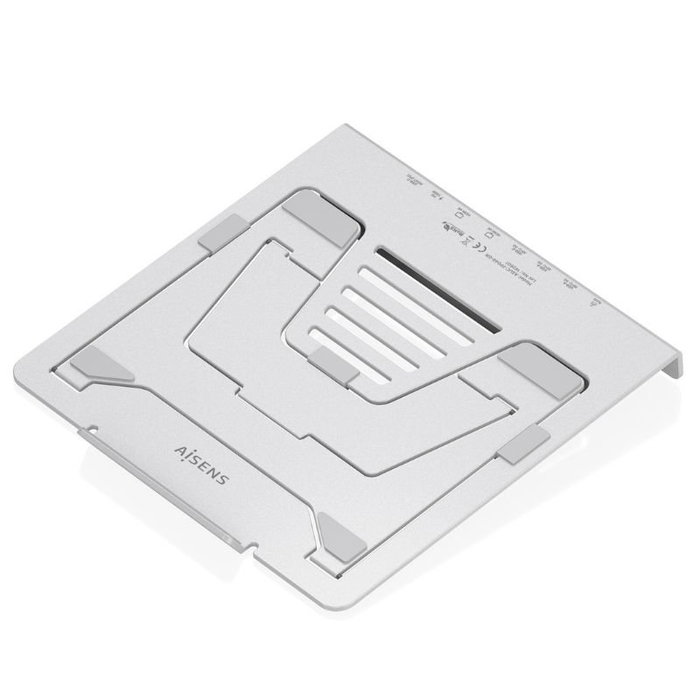 Aisens ASUC-7P046-GR Soporte Ajustable Portátil Tablet con Docking USB-C 7 en 1, 2xHDMI 4K, RJ45, 2xUSB-A, USB-C PD 100W, Gris